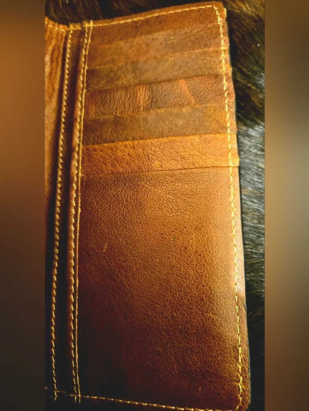 Tooled Leather Wallet with Floral & Playing Card Design - Tan